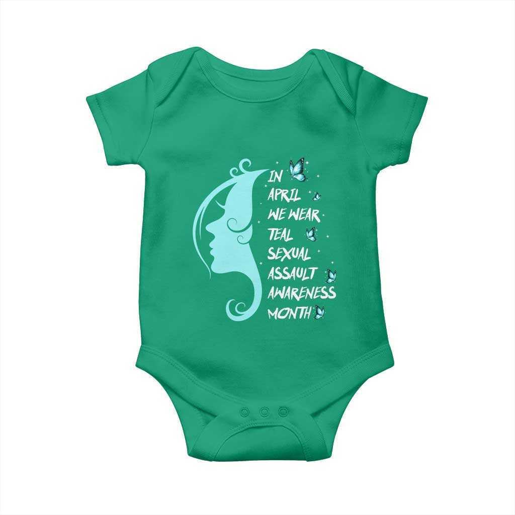Sexual Assault Awareness Month Baby Onesie In April We Wear Teal Ribbon