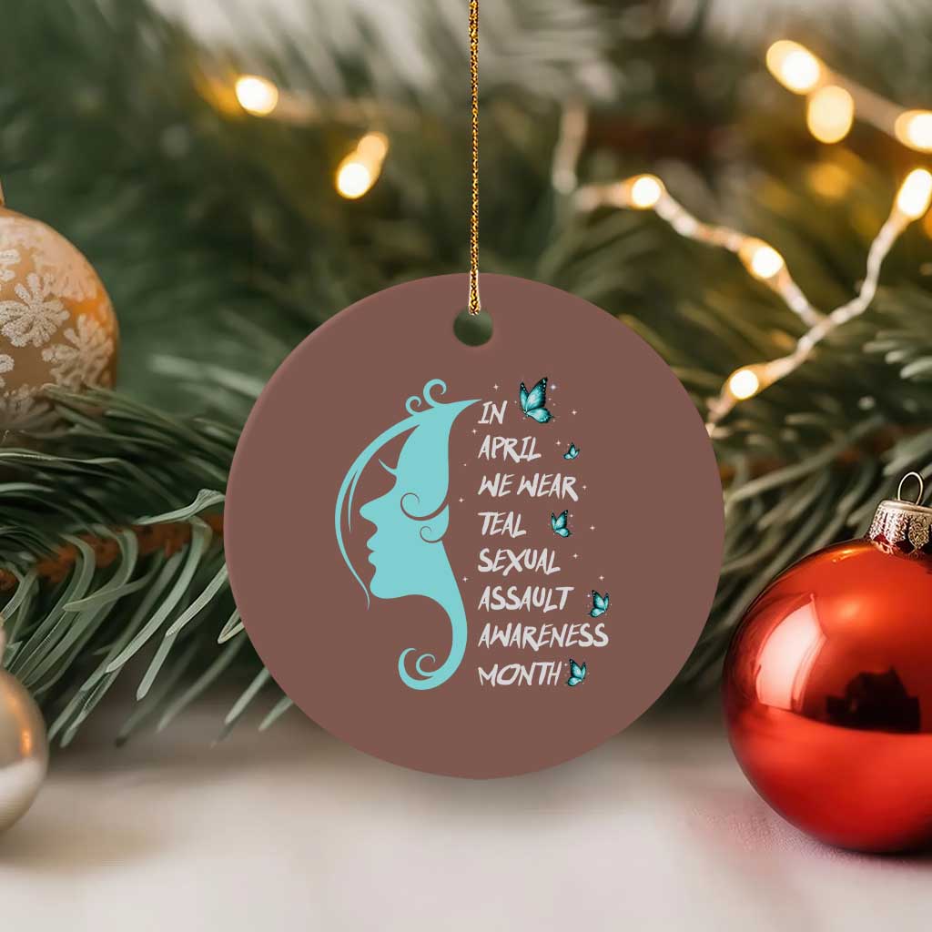 Sexual Assault Awareness Month Ceramic Ornament In April We Wear Teal Ribbon
