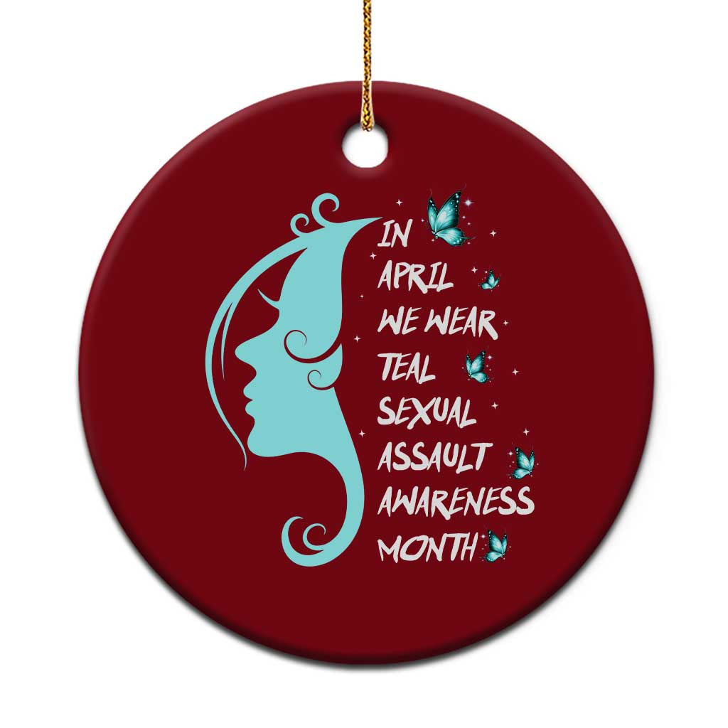 Sexual Assault Awareness Month Ceramic Ornament In April We Wear Teal Ribbon
