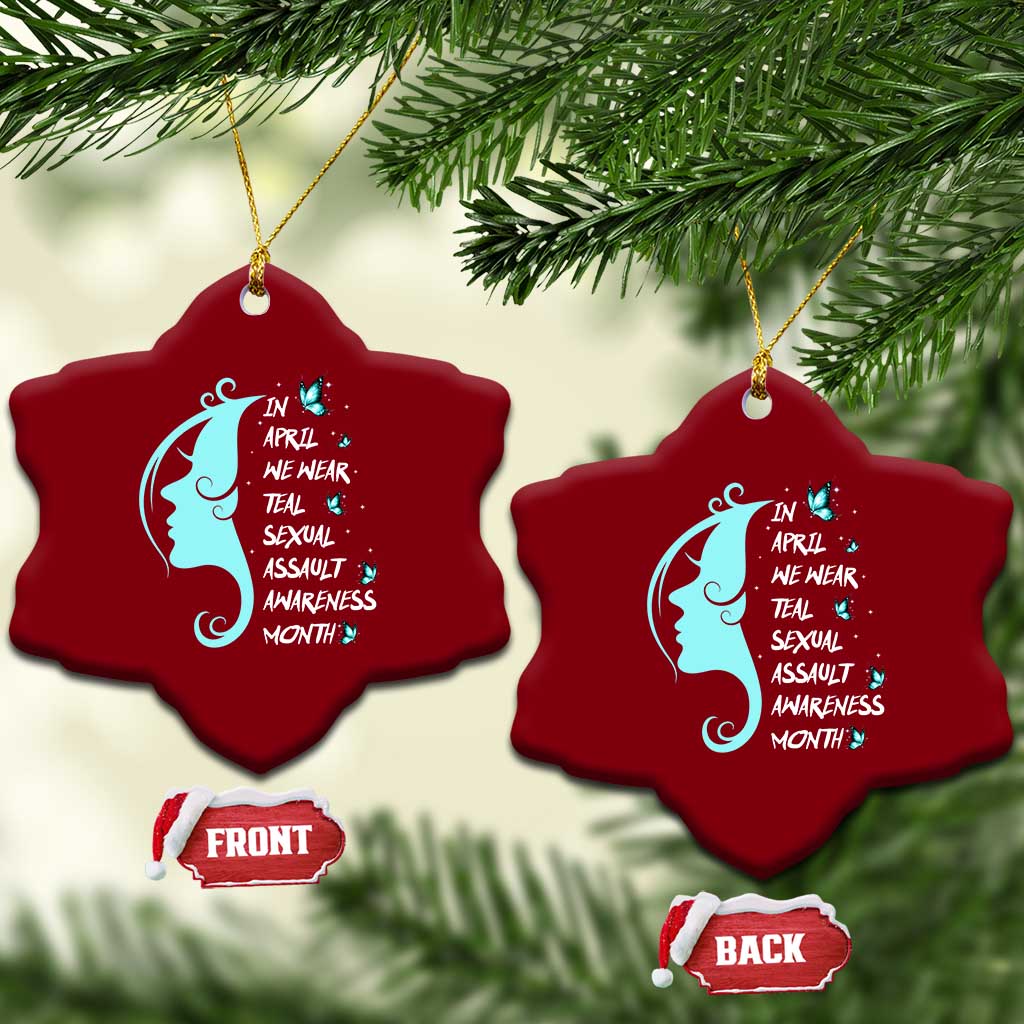 Sexual Assault Awareness Month Ceramic Ornament In April We Wear Teal Ribbon