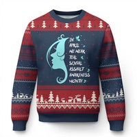 Sexual Assault Awareness Month Ugly Christmas Sweater In April We Wear Teal Ribbon
