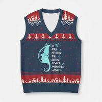 Sexual Assault Awareness Month V-Neck Knit Sweater Vest In April We Wear Teal Ribbon