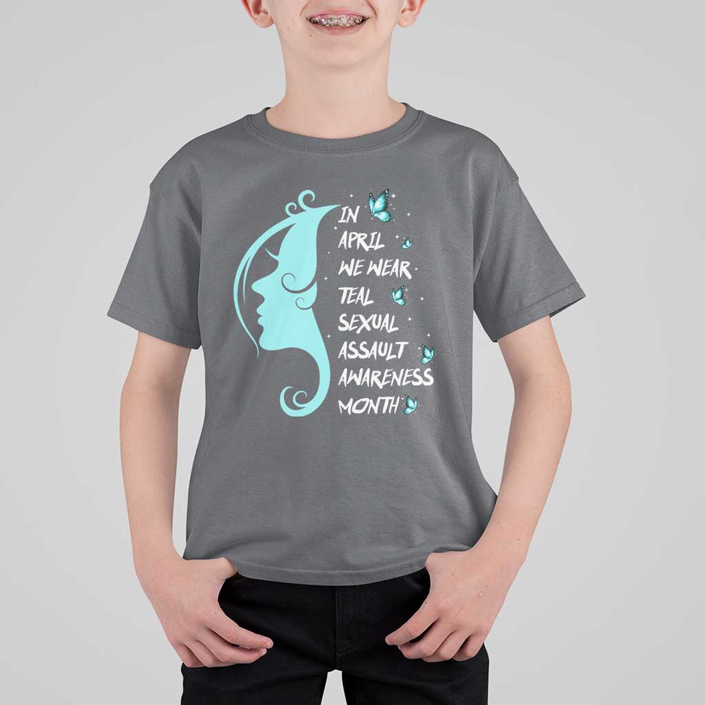 Sexual Assault Awareness Month T Shirt For Kid In April We Wear Teal Ribbon