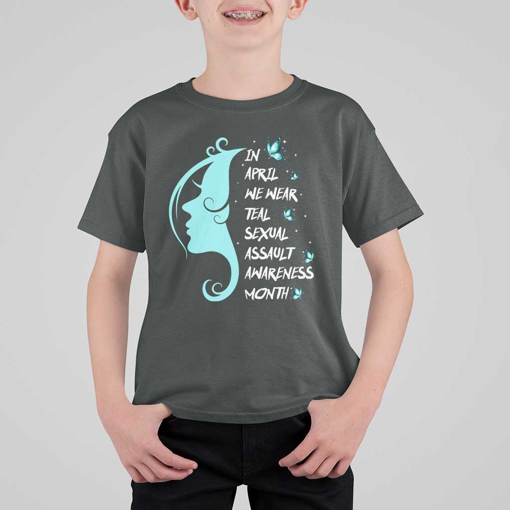 Sexual Assault Awareness Month T Shirt For Kid In April We Wear Teal Ribbon