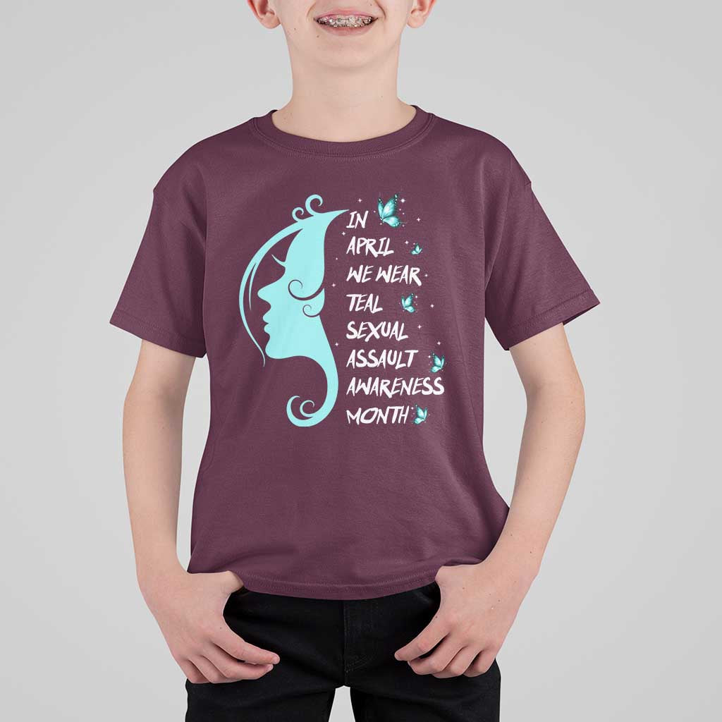 Sexual Assault Awareness Month T Shirt For Kid In April We Wear Teal Ribbon