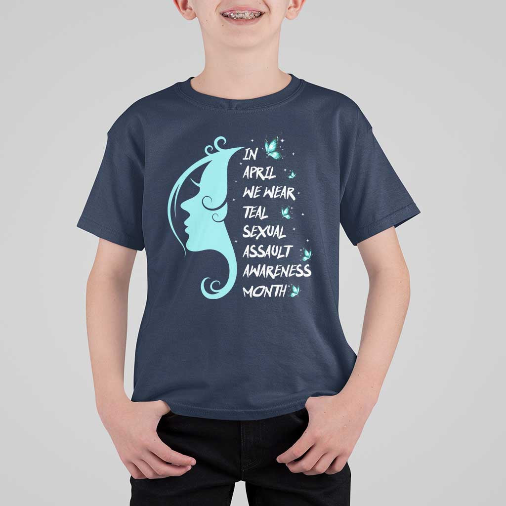 Sexual Assault Awareness Month T Shirt For Kid In April We Wear Teal Ribbon