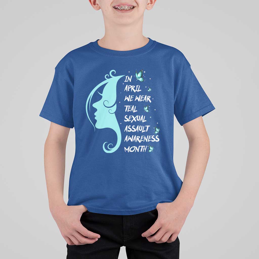 Sexual Assault Awareness Month T Shirt For Kid In April We Wear Teal Ribbon