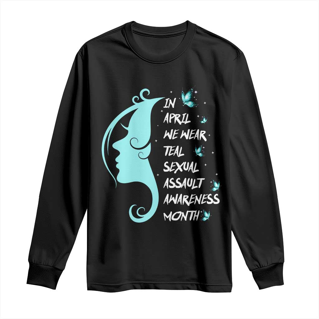 Sexual Assault Awareness Month Long Sleeve Shirt In April We Wear Teal Ribbon