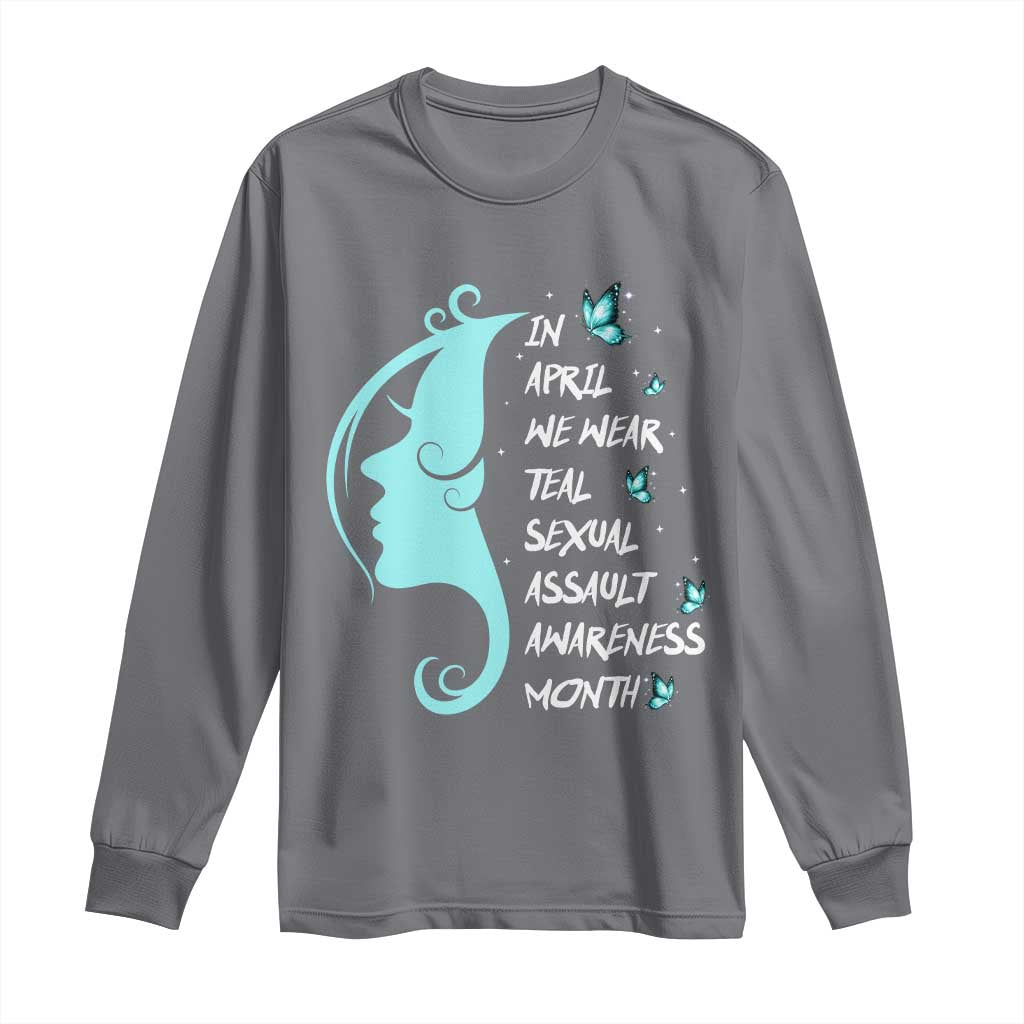 Sexual Assault Awareness Month Long Sleeve Shirt In April We Wear Teal Ribbon