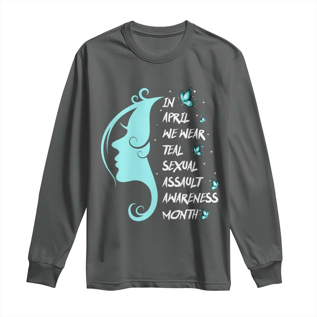 Sexual Assault Awareness Month Long Sleeve Shirt In April We Wear Teal Ribbon