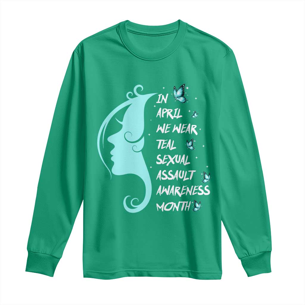 Sexual Assault Awareness Month Long Sleeve Shirt In April We Wear Teal Ribbon