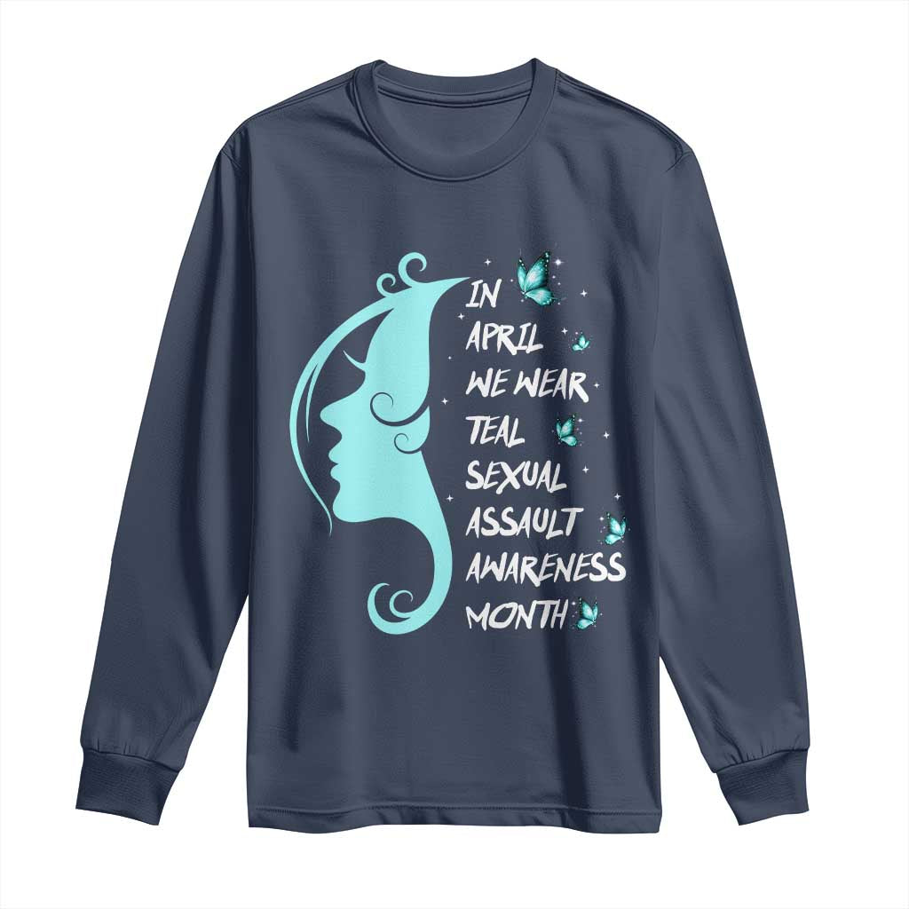 Sexual Assault Awareness Month Long Sleeve Shirt In April We Wear Teal Ribbon