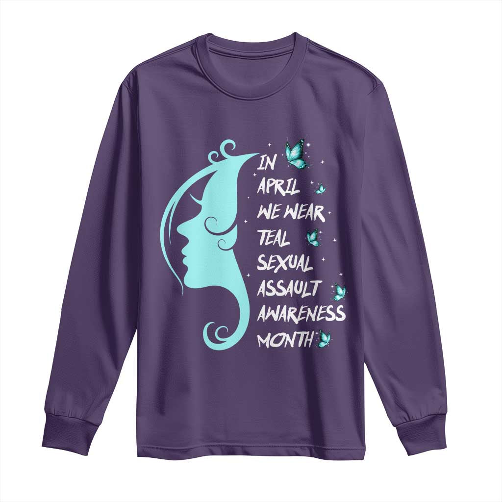Sexual Assault Awareness Month Long Sleeve Shirt In April We Wear Teal Ribbon