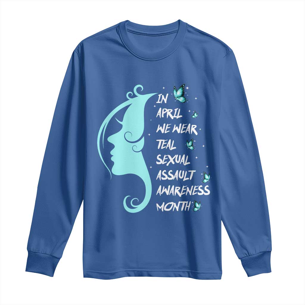Sexual Assault Awareness Month Long Sleeve Shirt In April We Wear Teal Ribbon