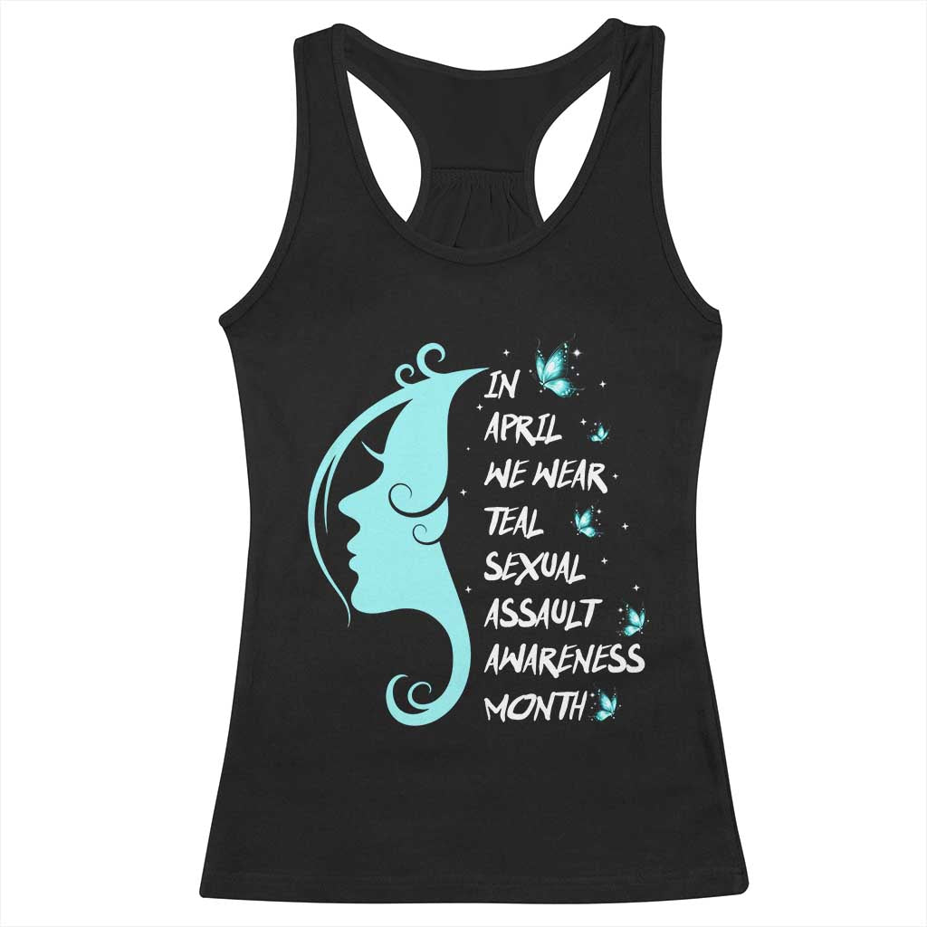 Sexual Assault Awareness Month Racerback Tank Top In April We Wear Teal Ribbon