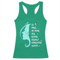Sexual Assault Awareness Month Racerback Tank Top In April We Wear Teal Ribbon
