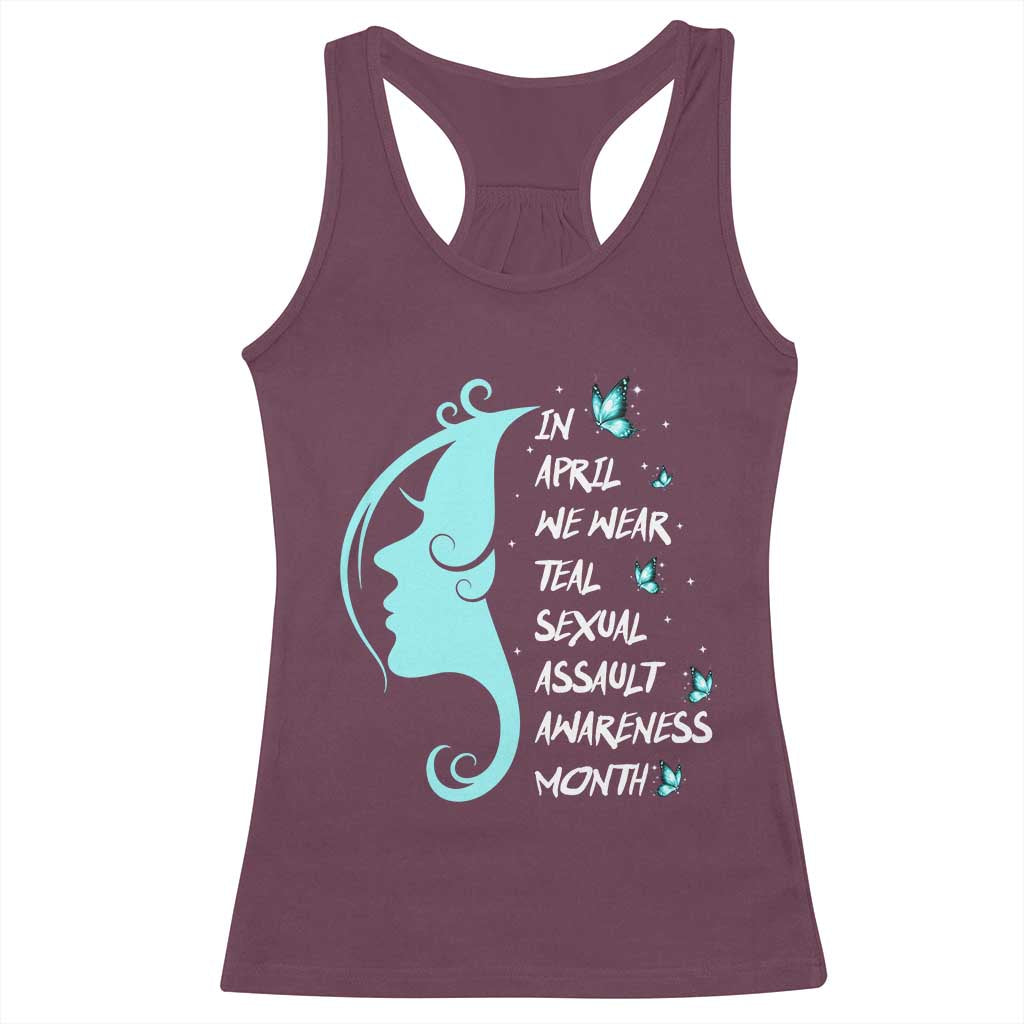 Sexual Assault Awareness Month Racerback Tank Top In April We Wear Teal Ribbon