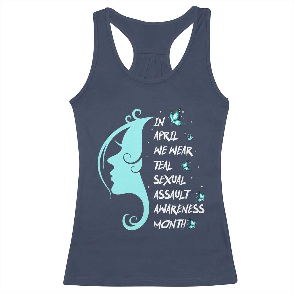 Sexual Assault Awareness Month Racerback Tank Top In April We Wear Teal Ribbon