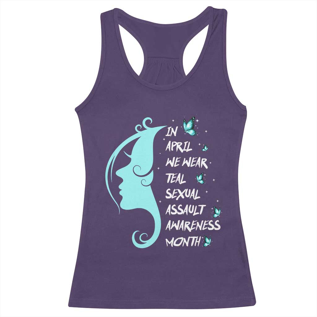 Sexual Assault Awareness Month Racerback Tank Top In April We Wear Teal Ribbon