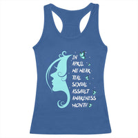 Sexual Assault Awareness Month Racerback Tank Top In April We Wear Teal Ribbon