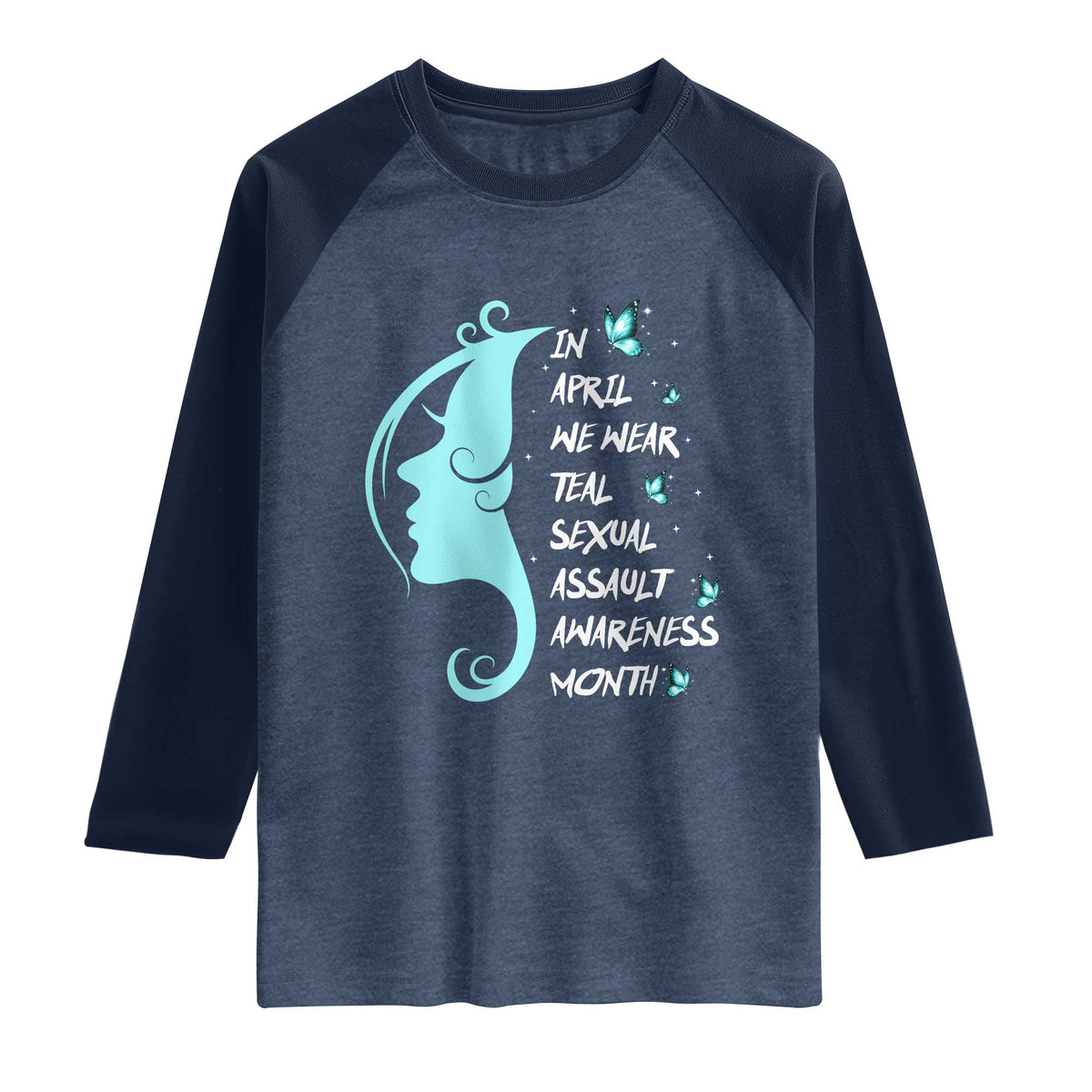 Sexual Assault Awareness Month Raglan Shirt In April We Wear Teal Ribbon