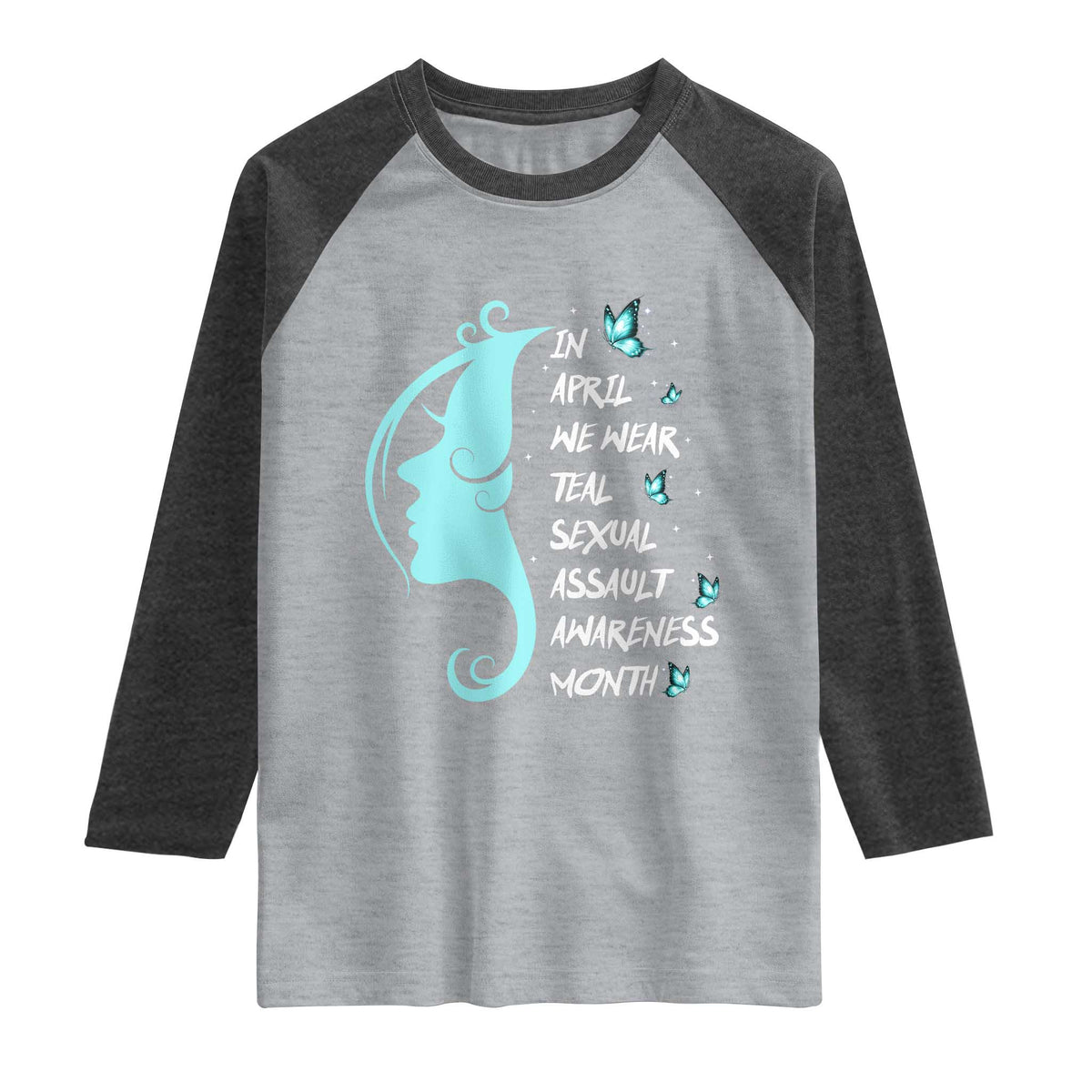 Sexual Assault Awareness Month Raglan Shirt In April We Wear Teal Ribbon