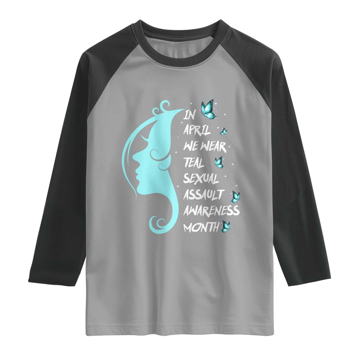 Sexual Assault Awareness Month Raglan Shirt In April We Wear Teal Ribbon