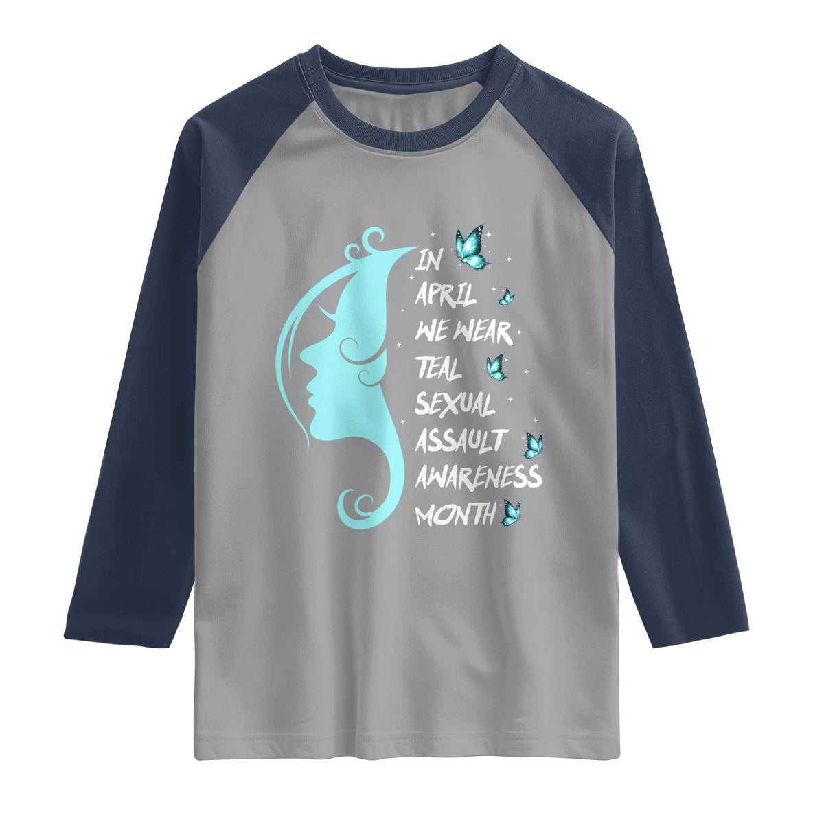 Sexual Assault Awareness Month Raglan Shirt In April We Wear Teal Ribbon