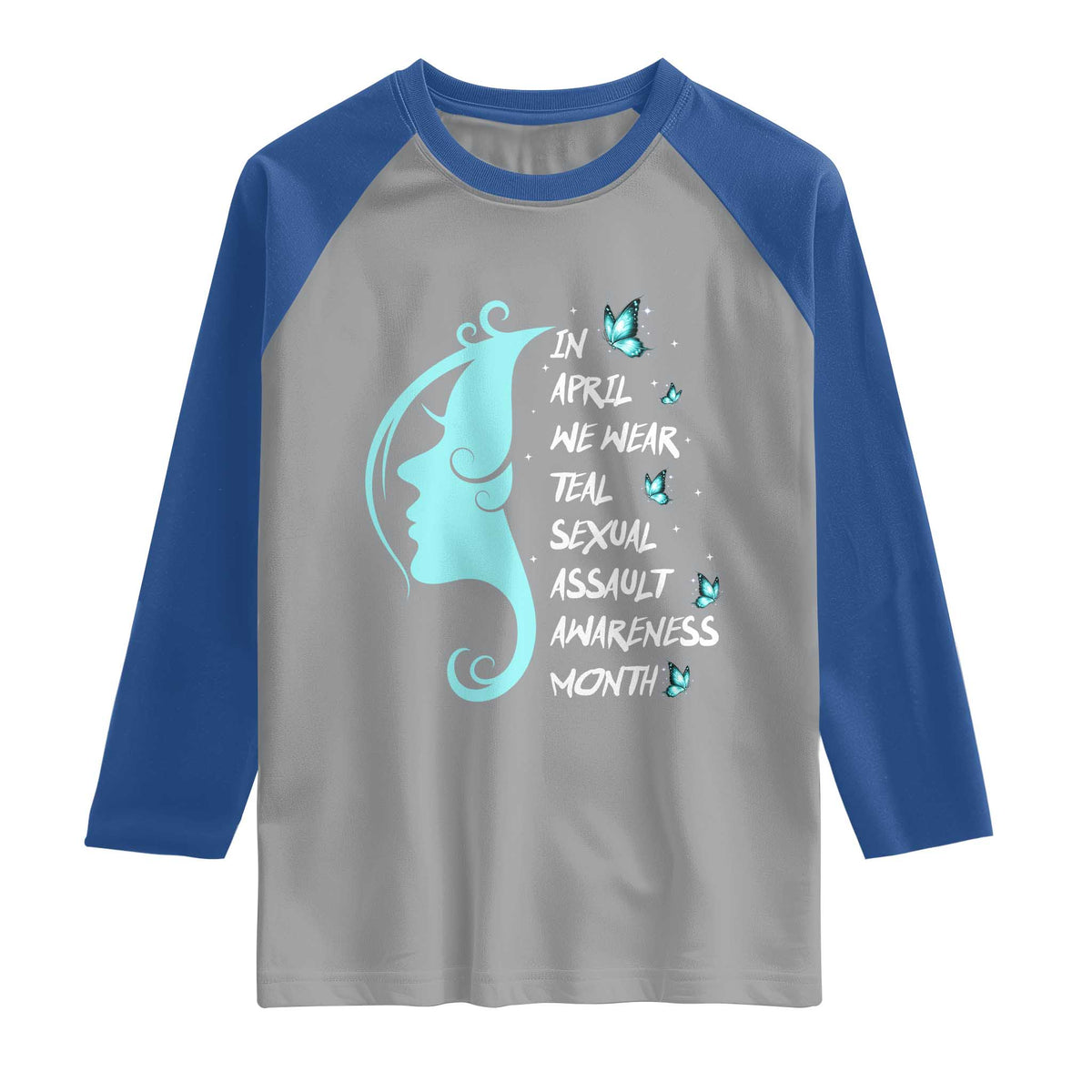 Sexual Assault Awareness Month Raglan Shirt In April We Wear Teal Ribbon
