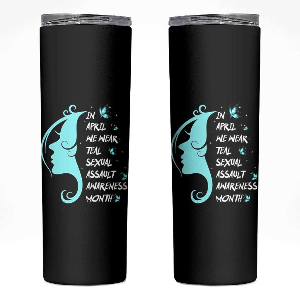 Sexual Assault Awareness Month Skinny Tumbler In April We Wear Teal Ribbon
