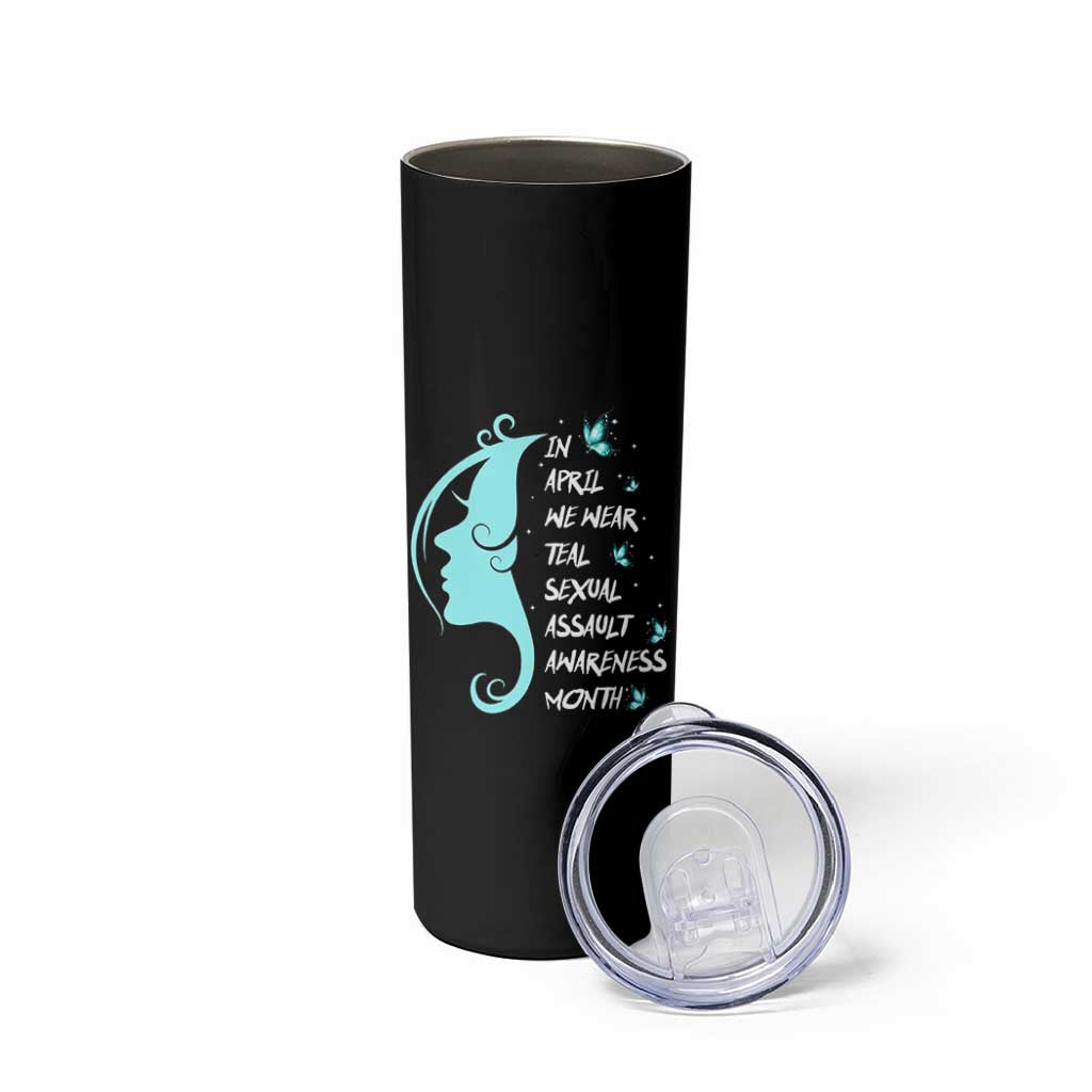 Sexual Assault Awareness Month Skinny Tumbler In April We Wear Teal Ribbon