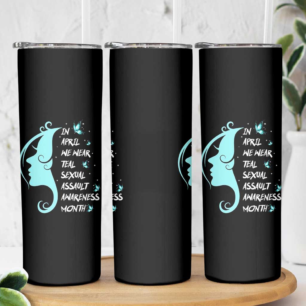 Sexual Assault Awareness Month Skinny Tumbler In April We Wear Teal Ribbon