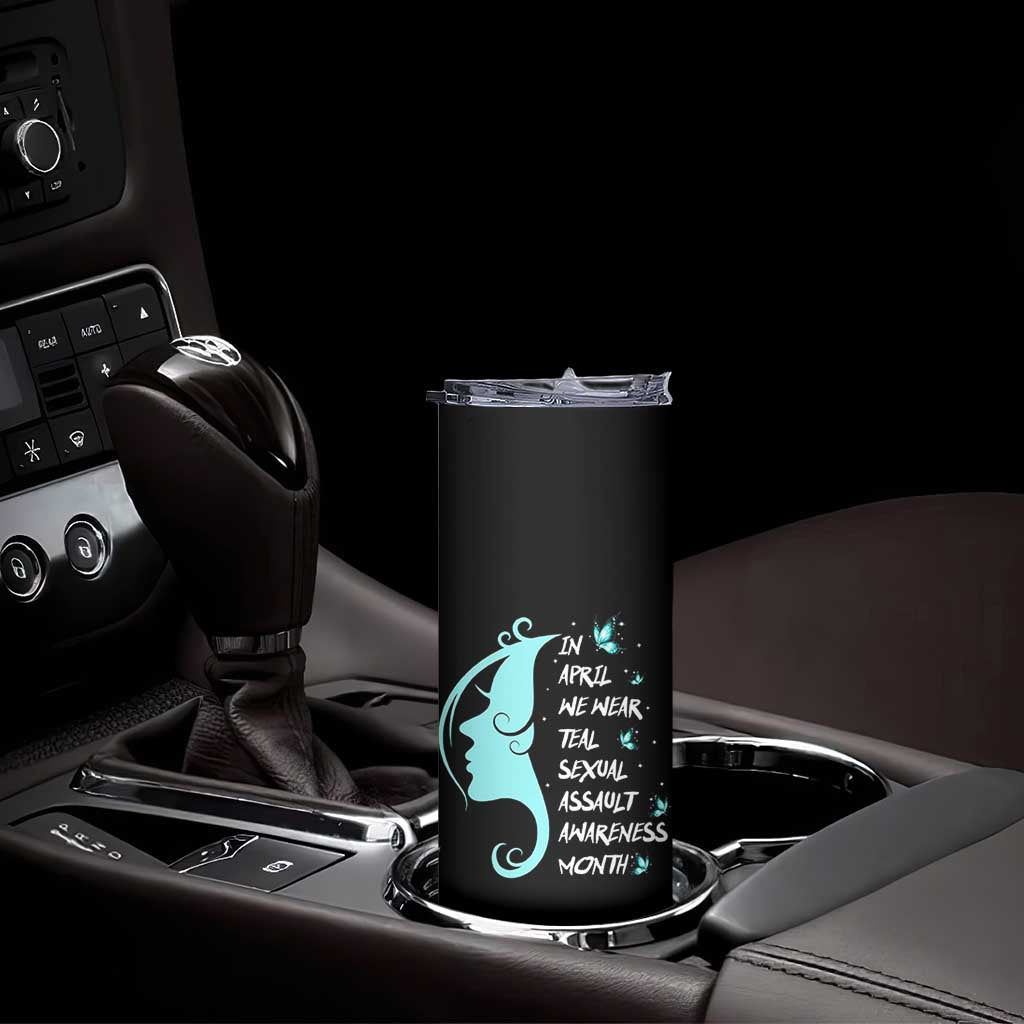 Sexual Assault Awareness Month Skinny Tumbler In April We Wear Teal Ribbon