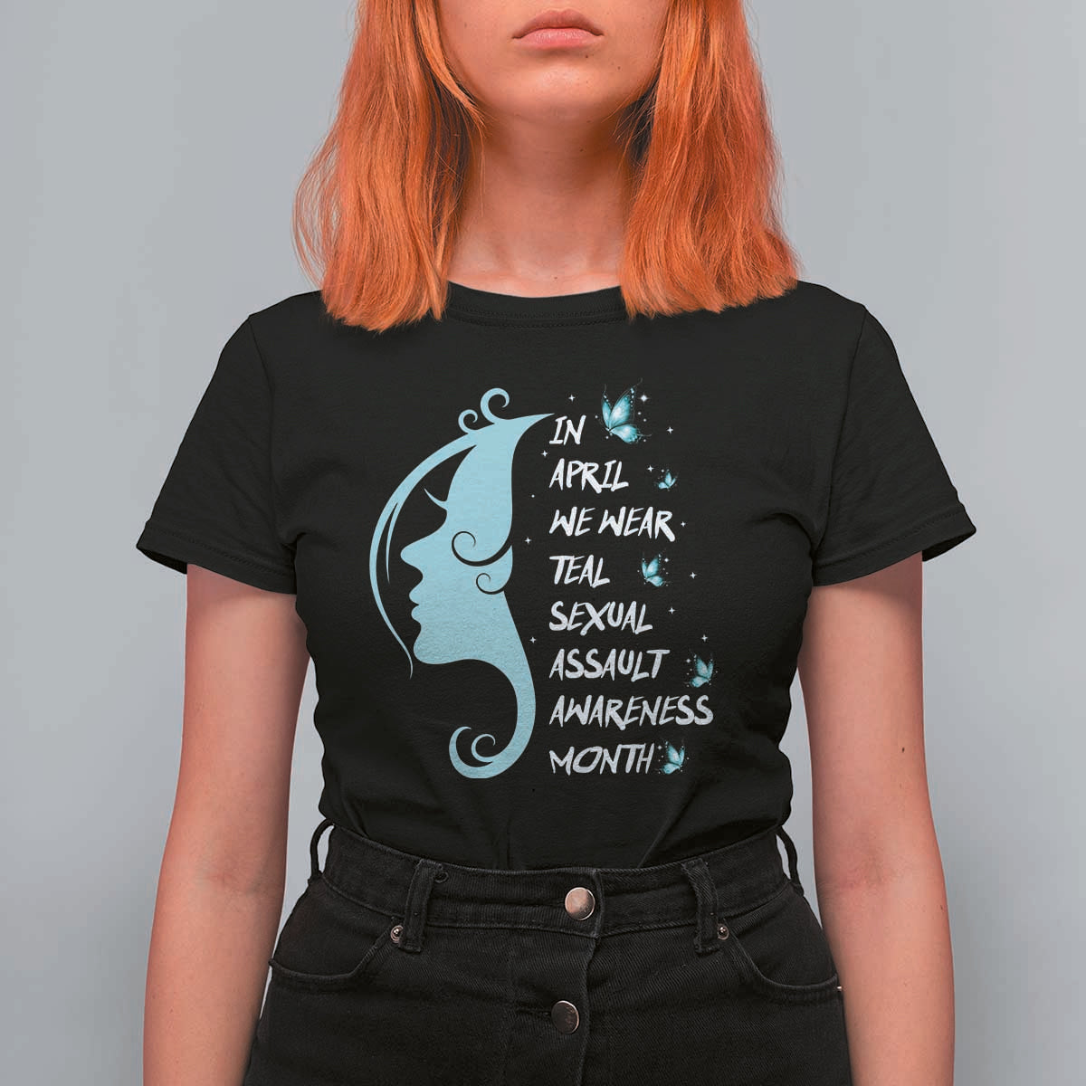 Sexual Assault Awareness Month T Shirt For Women In April We Wear Teal Ribbon