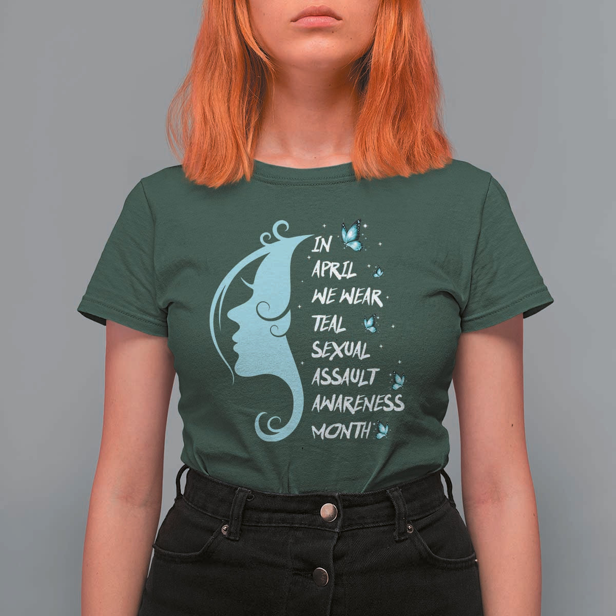 Sexual Assault Awareness Month T Shirt For Women In April We Wear Teal Ribbon