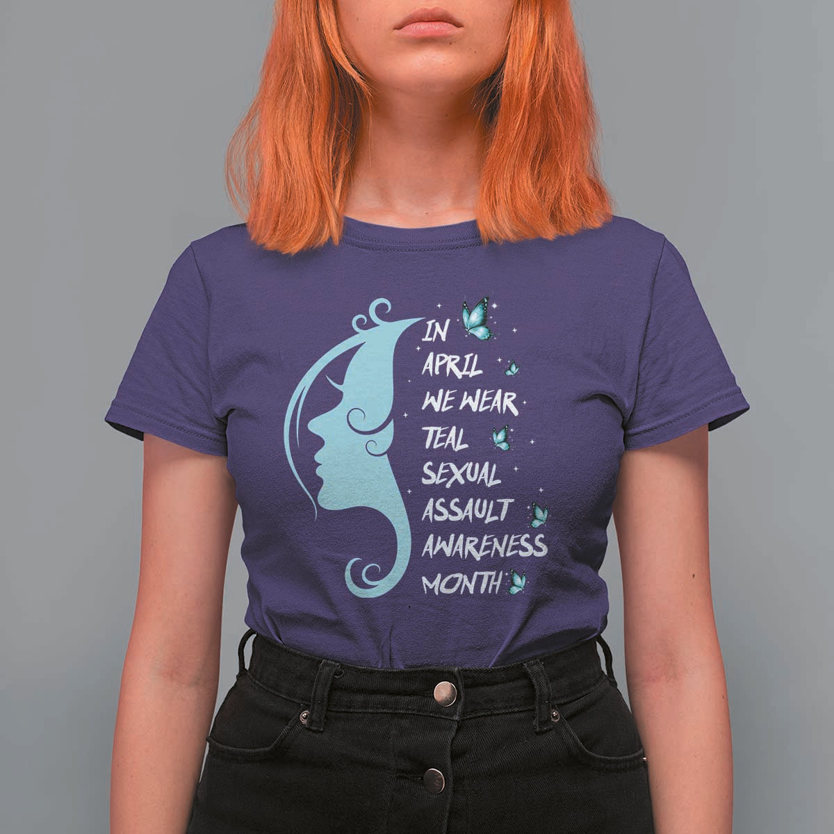 Sexual Assault Awareness Month T Shirt For Women In April We Wear Teal Ribbon