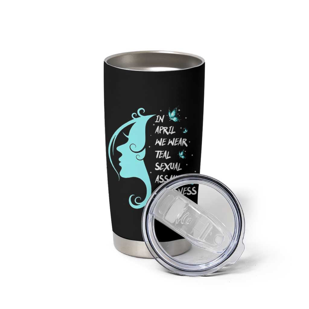 Sexual Assault Awareness Month Tumbler Cup In April We Wear Teal Ribbon