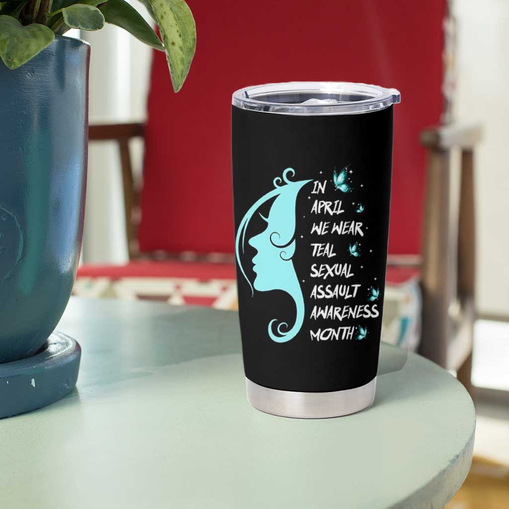 Sexual Assault Awareness Month Tumbler Cup In April We Wear Teal Ribbon