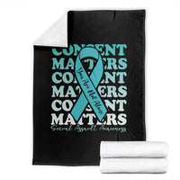 Sexual Assault Awareness Month Throw Blanket Teal Ribbon Consent Matters You Are Not Alone