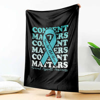 Sexual Assault Awareness Month Throw Blanket Teal Ribbon Consent Matters You Are Not Alone