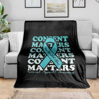 Sexual Assault Awareness Month Throw Blanket Teal Ribbon Consent Matters You Are Not Alone