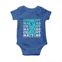 Sexual Assault Awareness Month Baby Onesie Teal Ribbon Consent Matters You Are Not Alone