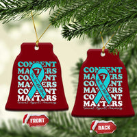 Sexual Assault Awareness Month Ceramic Ornament Teal Ribbon Consent Matters You Are Not Alone