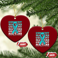 Sexual Assault Awareness Month Ceramic Ornament Teal Ribbon Consent Matters You Are Not Alone