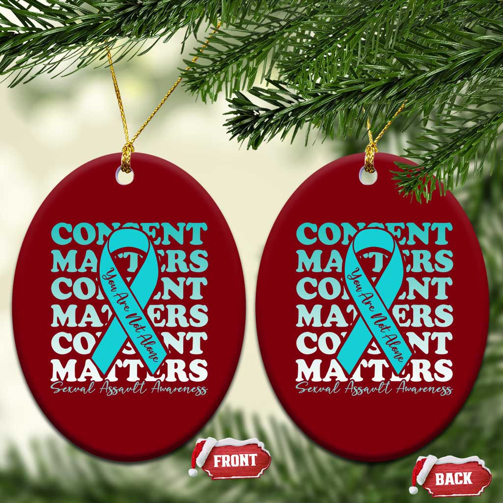Sexual Assault Awareness Month Ceramic Ornament Teal Ribbon Consent Matters You Are Not Alone