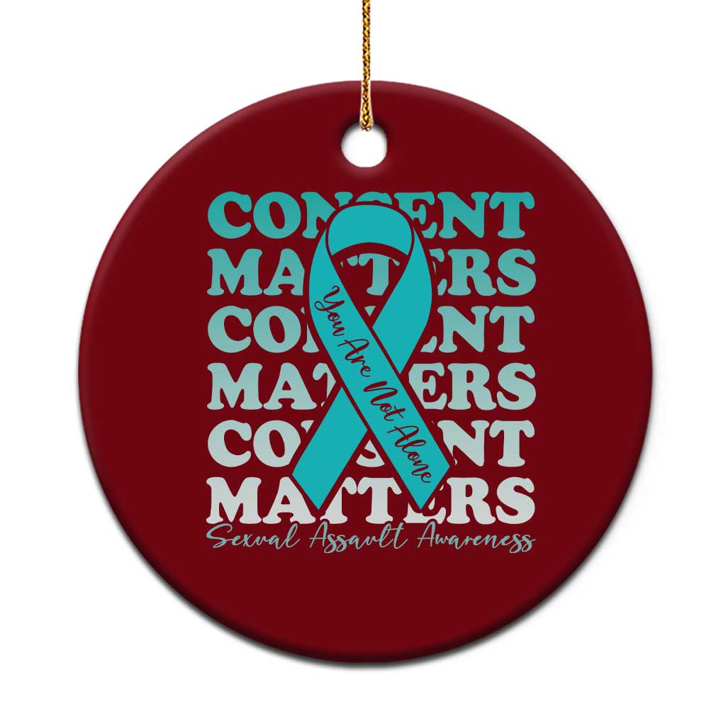 Sexual Assault Awareness Month Ceramic Ornament Teal Ribbon Consent Matters You Are Not Alone
