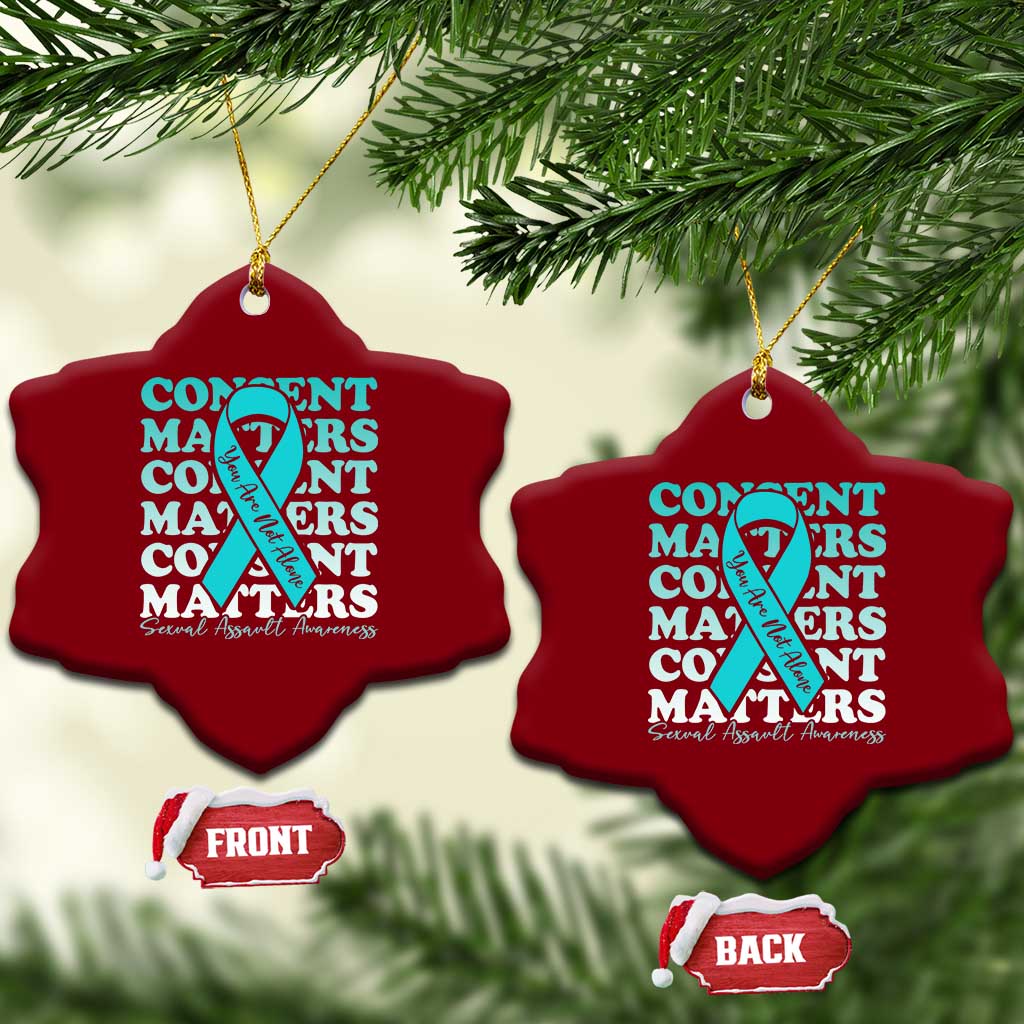 Sexual Assault Awareness Month Ceramic Ornament Teal Ribbon Consent Matters You Are Not Alone