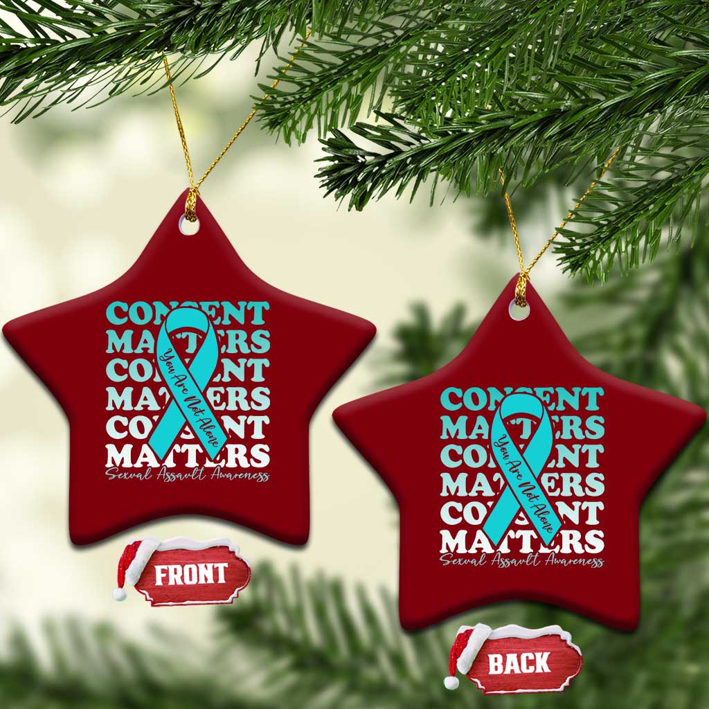 Sexual Assault Awareness Month Ceramic Ornament Teal Ribbon Consent Matters You Are Not Alone
