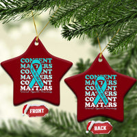 Sexual Assault Awareness Month Ceramic Ornament Teal Ribbon Consent Matters You Are Not Alone