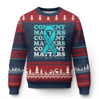 Sexual Assault Awareness Month Ugly Christmas Sweater Teal Ribbon Consent Matters You Are Not Alone